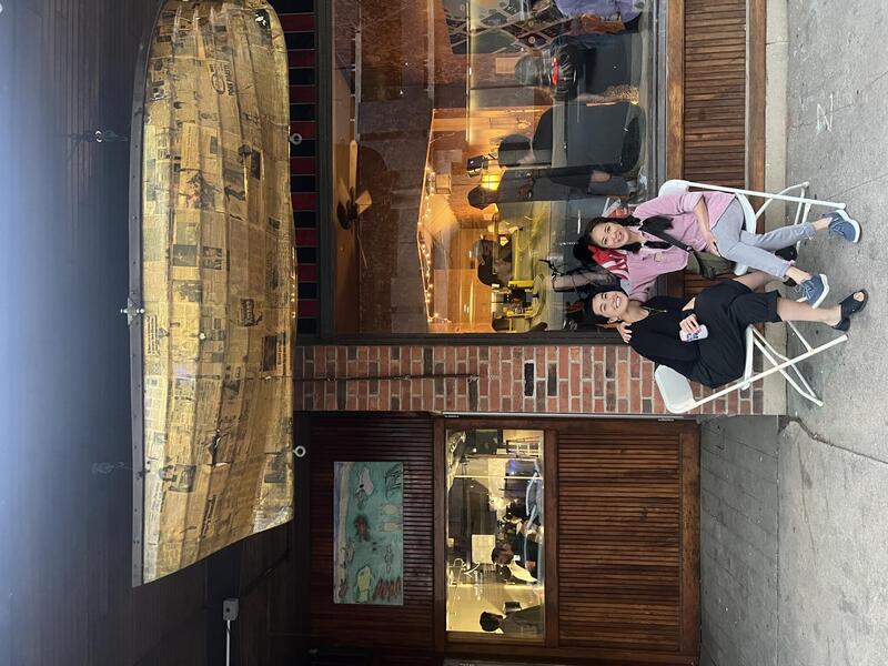 Karina and Mie under the Boat